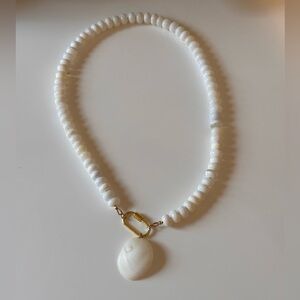 Handmade Baby’s Ear Shell Pendant Necklace with Natural Opal Gemstones